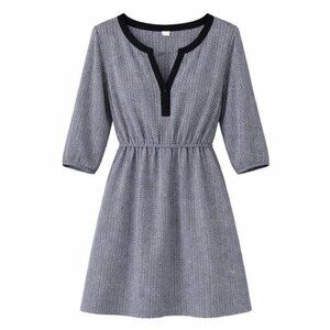 Old Navy Women’s Dress Size Small Black White Chevron 3/4 Sleeve Casual